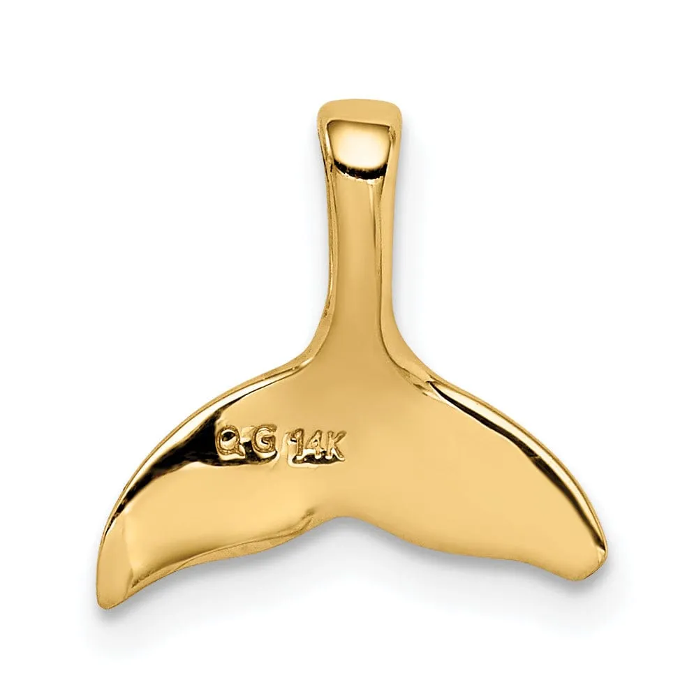 14k Yellow Gold Polished Finish Solid Whale Tail Chain Slide Pendant will not fit Omage Chain