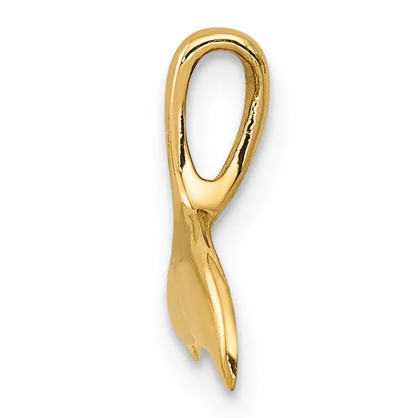 14k Yellow Gold Polished Finish Solid Whale Tail Chain Slide Pendant will not fit Omage Chain