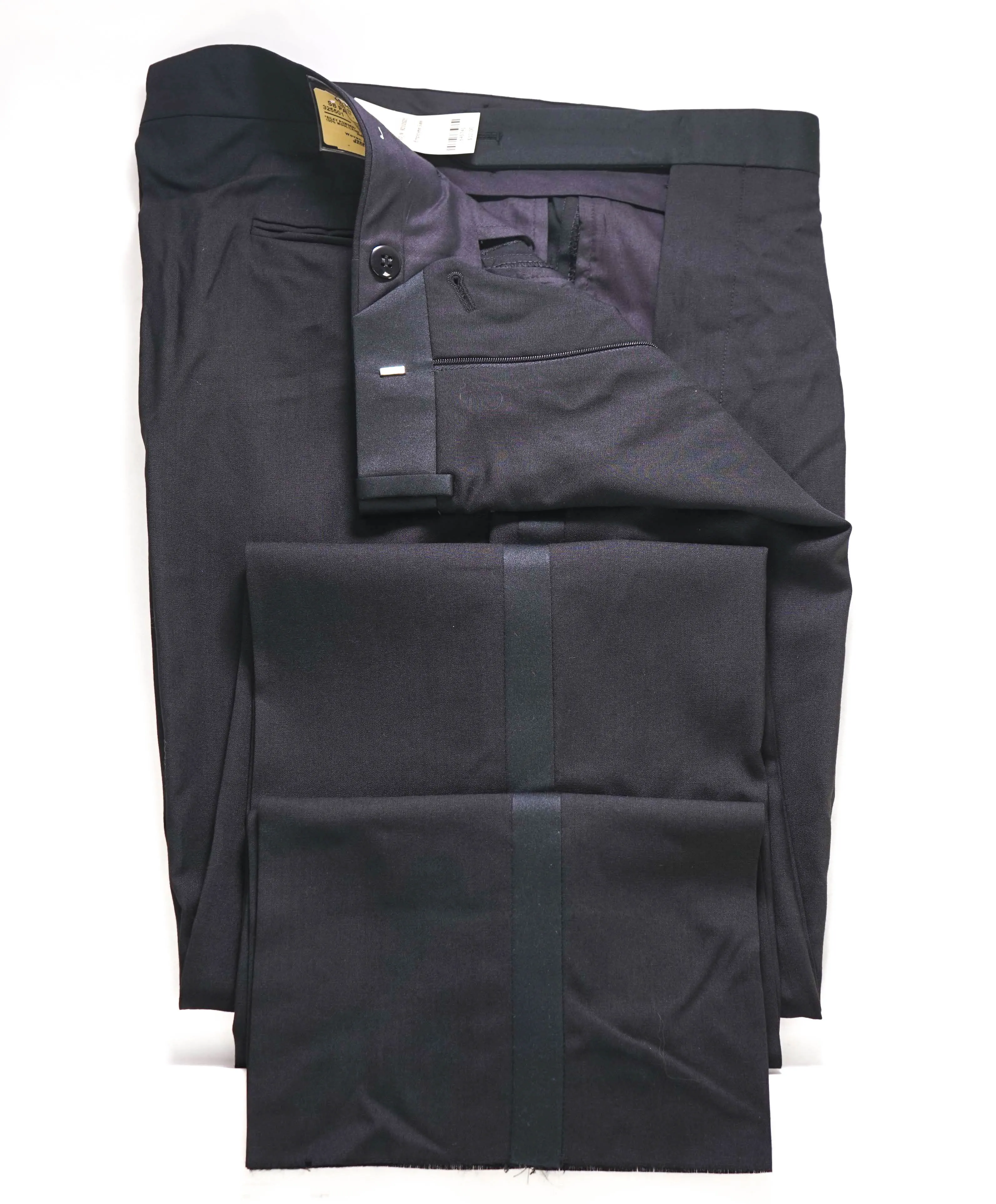 $550 PAUL STUART - Pleated WOVEN IN JAPAN Tuxedo Wool Flat Front Dress Pants - 33W