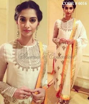 6016 Sonam Kapoor's off white-amber straight fit outfit set