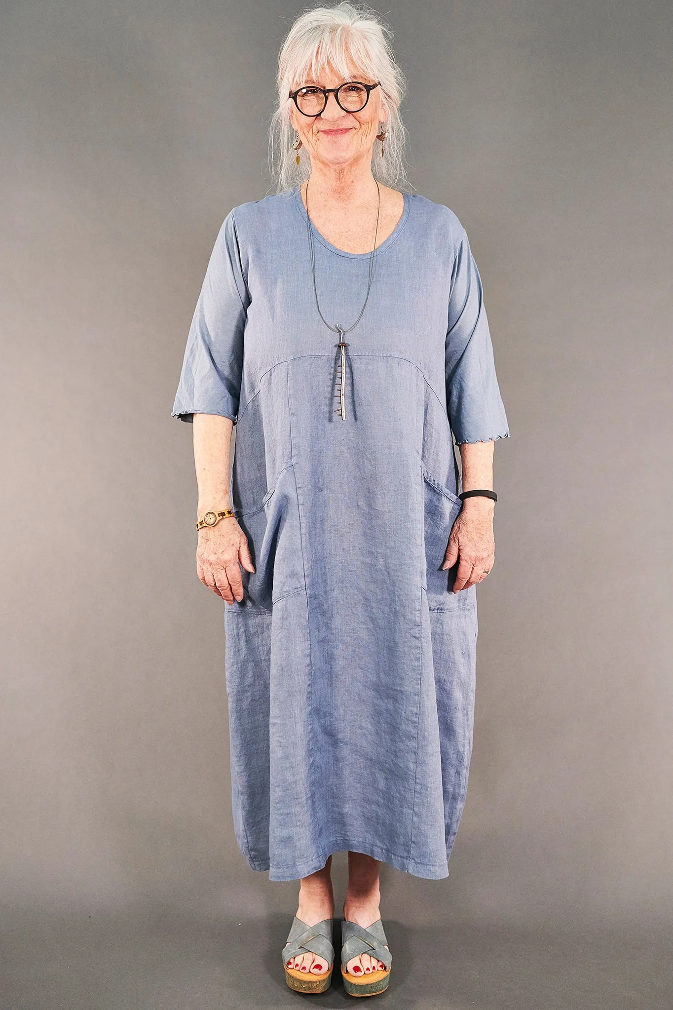 7214 Linen Dress Sky-U