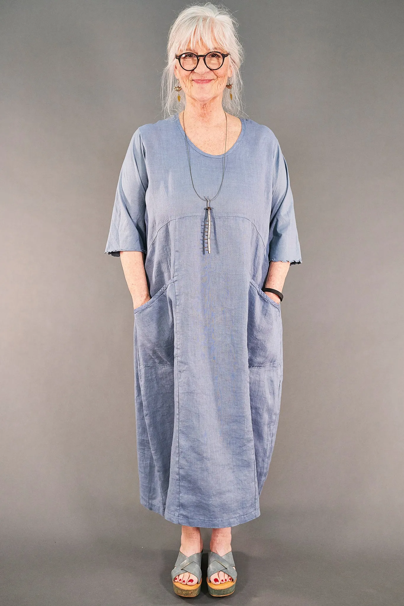 7214 Linen Dress Sky-U
