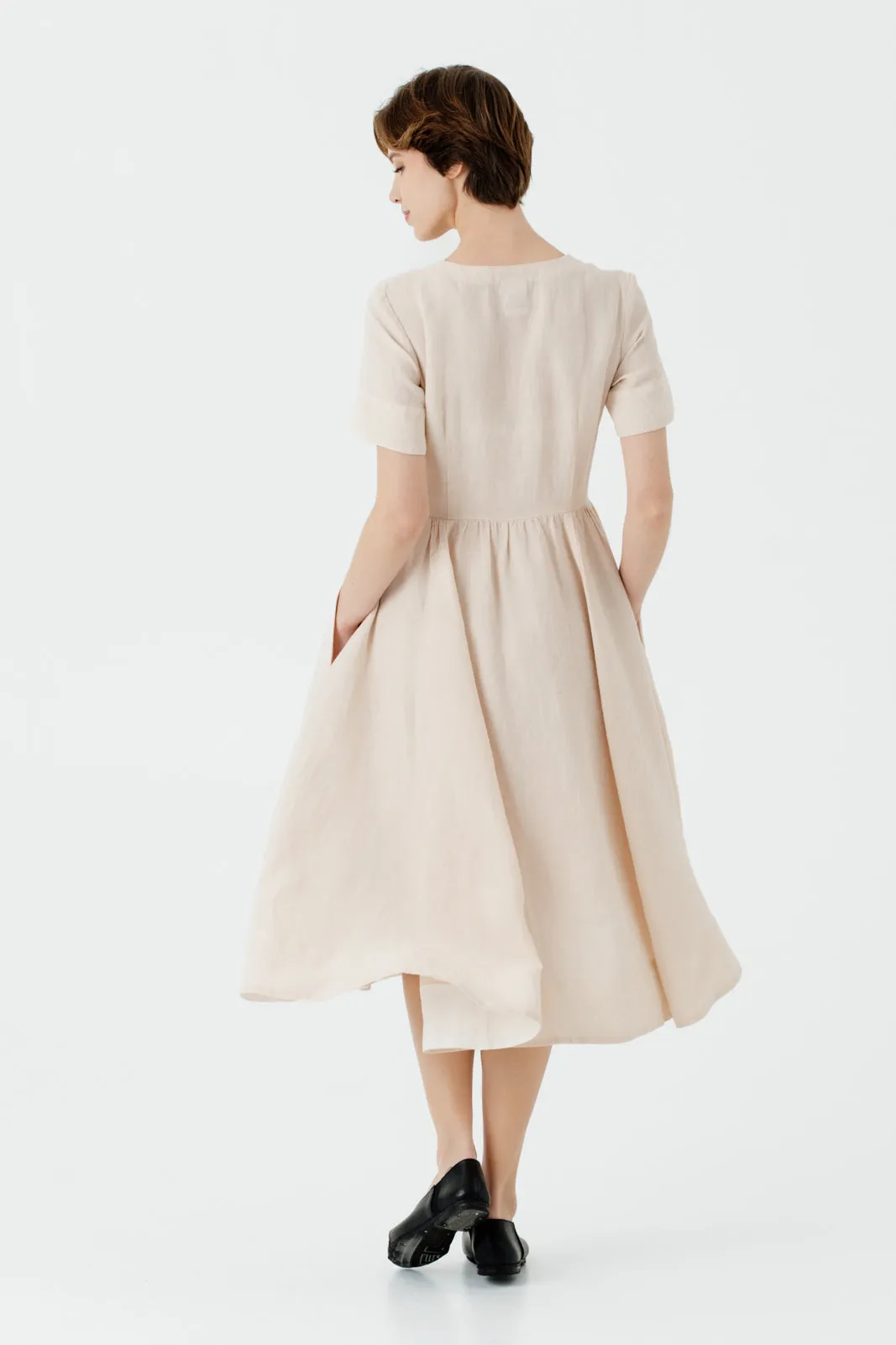 Agness Dress, Short Sleeve, Seashell White