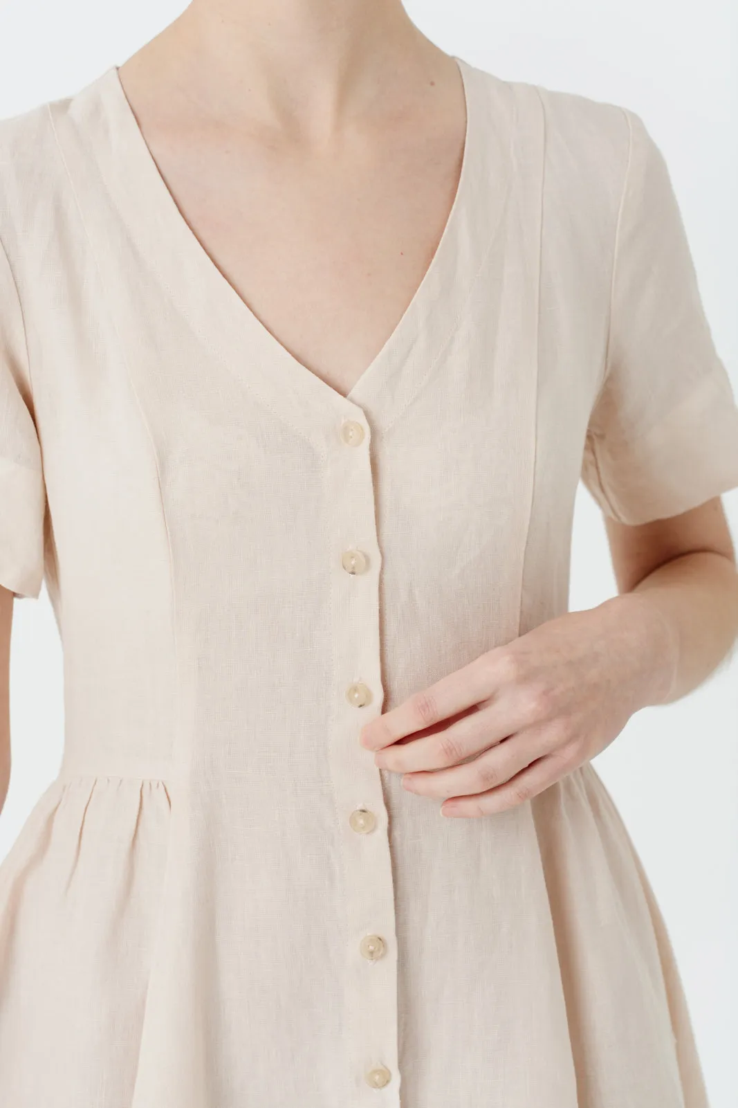 Agness Dress, Short Sleeve, Seashell White