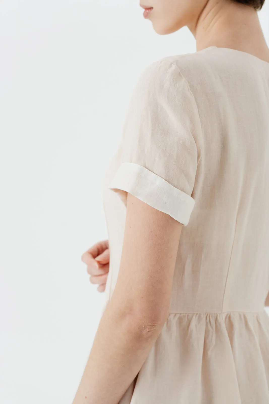 Agness Dress, Short Sleeve, Seashell White