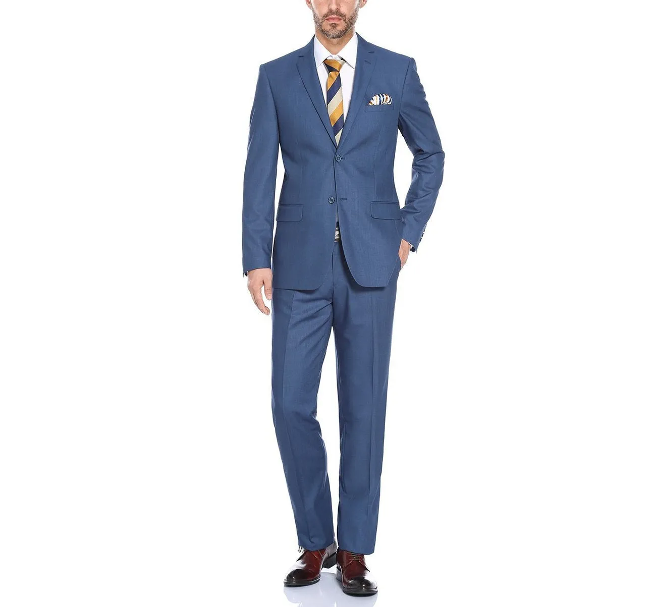 Alessandro Vitello by Renoir 2-Piece Slim Fit Notch Lapel Navy Suit 2106-3