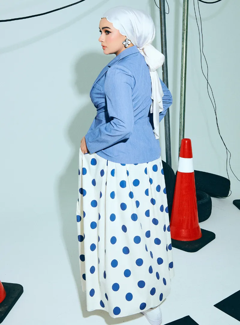 Amber Peplum Blazer - Denim Blue