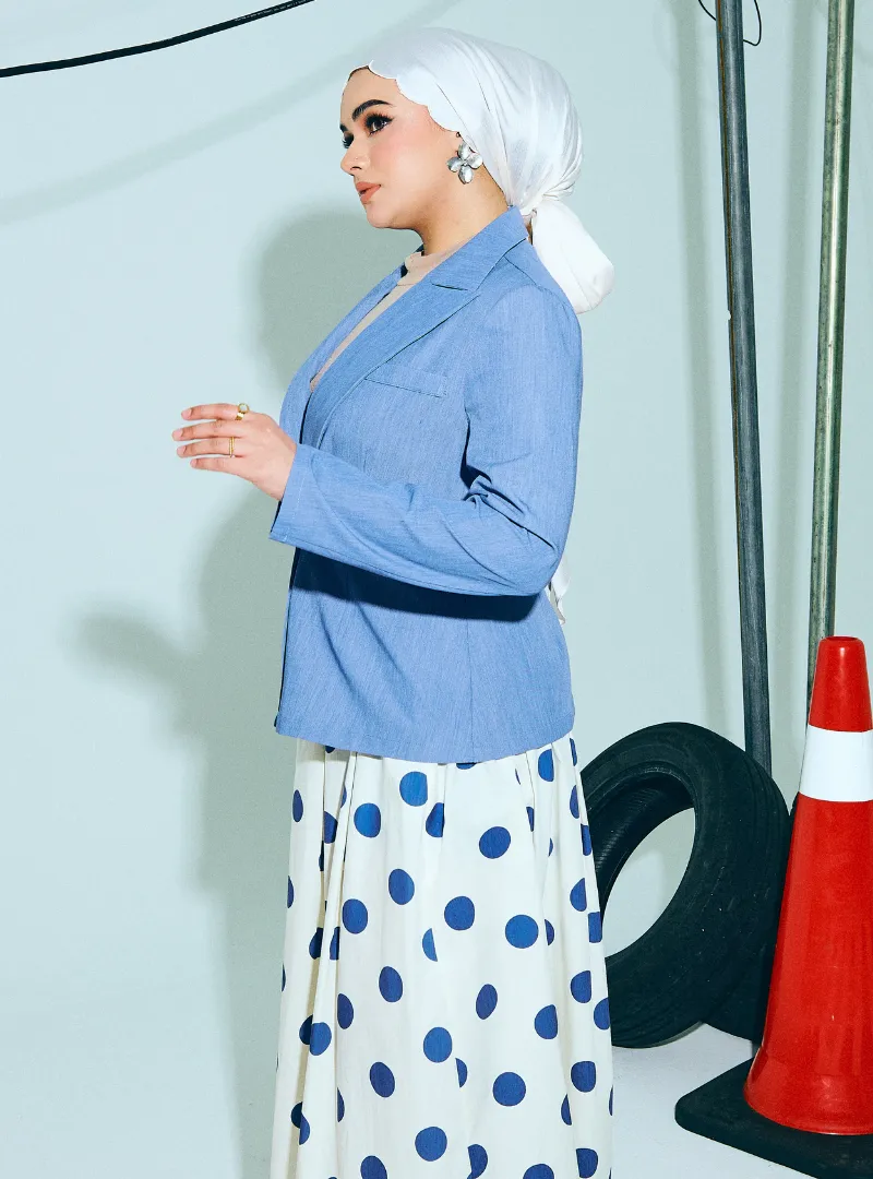Amber Peplum Blazer - Denim Blue