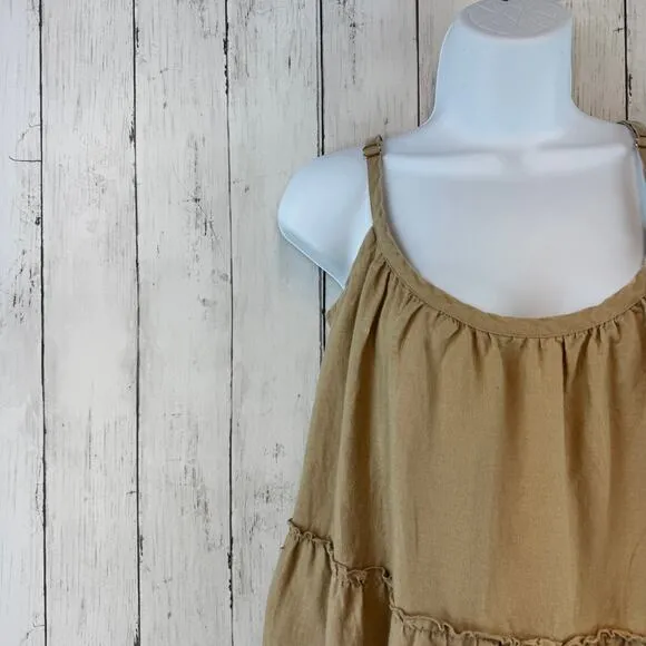 Anthropologie Eberjey Tan Linen Kesia Tiered Sleeveless Maxi Dress Size Medium
