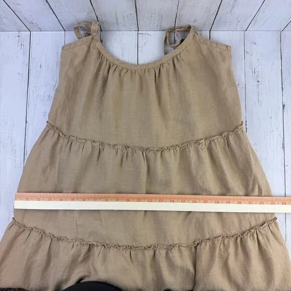 Anthropologie Eberjey Tan Linen Kesia Tiered Sleeveless Maxi Dress Size Medium