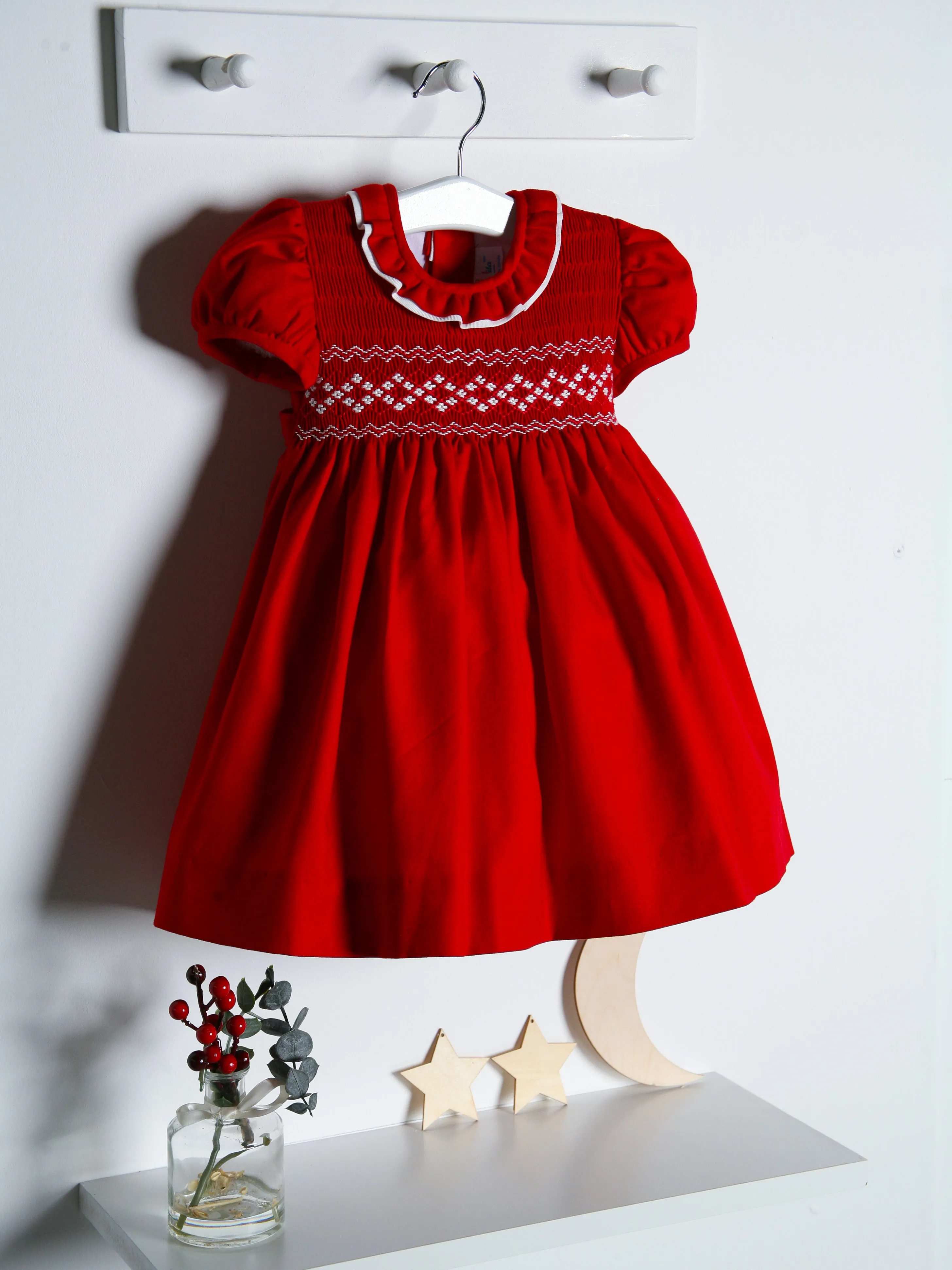 Artesanias Filitia 'Valeria' Red Smocked Dress