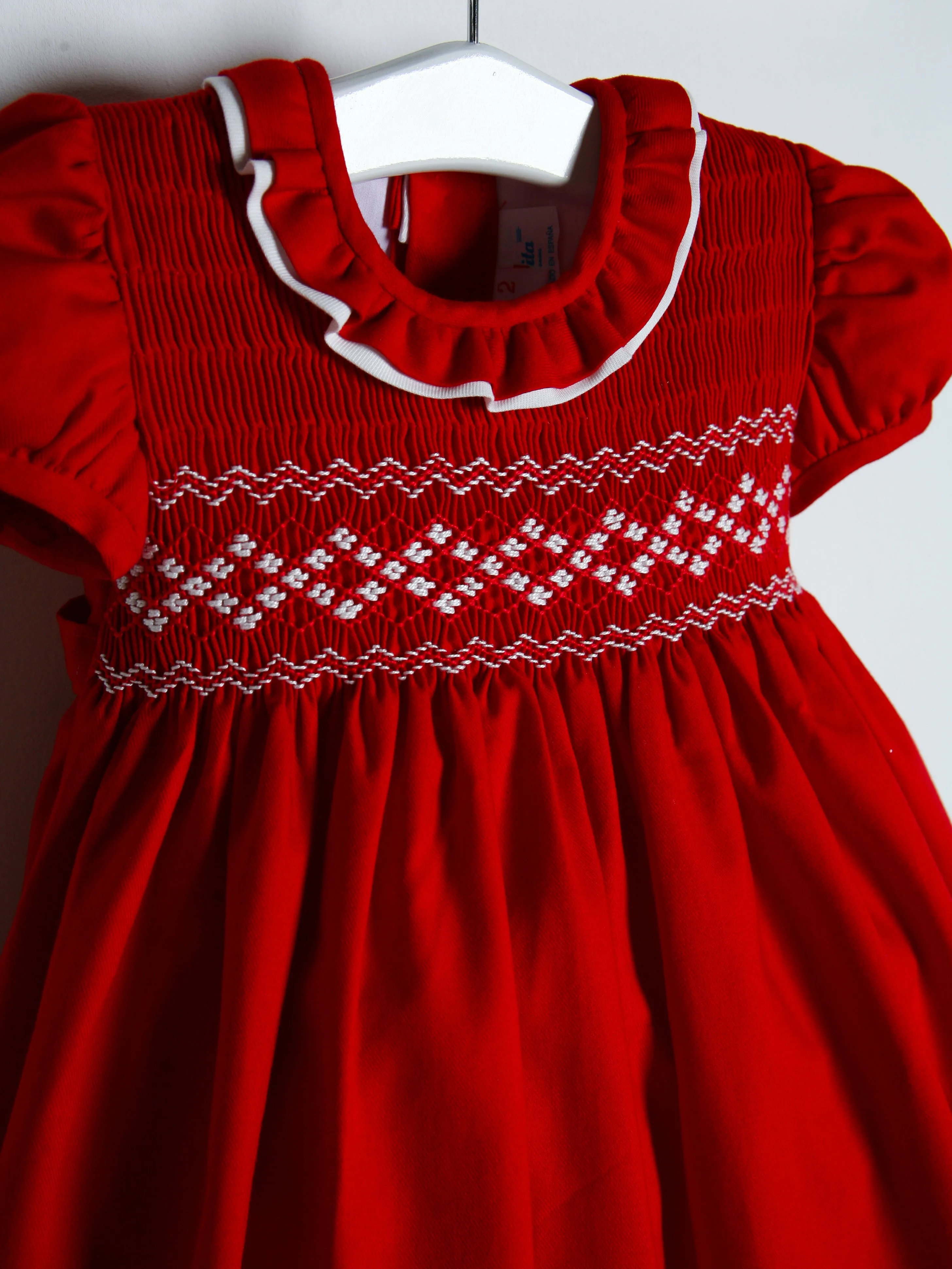 Artesanias Filitia 'Valeria' Red Smocked Dress