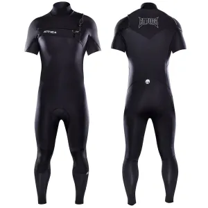 ATTICA OMEGA CHEST ZIP 3/2MM SHORT SLEEVE STEAMER S23 - BLACK/WHITE