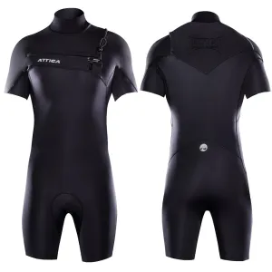 ATTICA OMEGA SHORT SLEEVE CHEST ZIP 2/2mm SPRINGSUIT BLACK SILVER