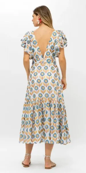 Belted Flirty Maxi in Touraine Blue