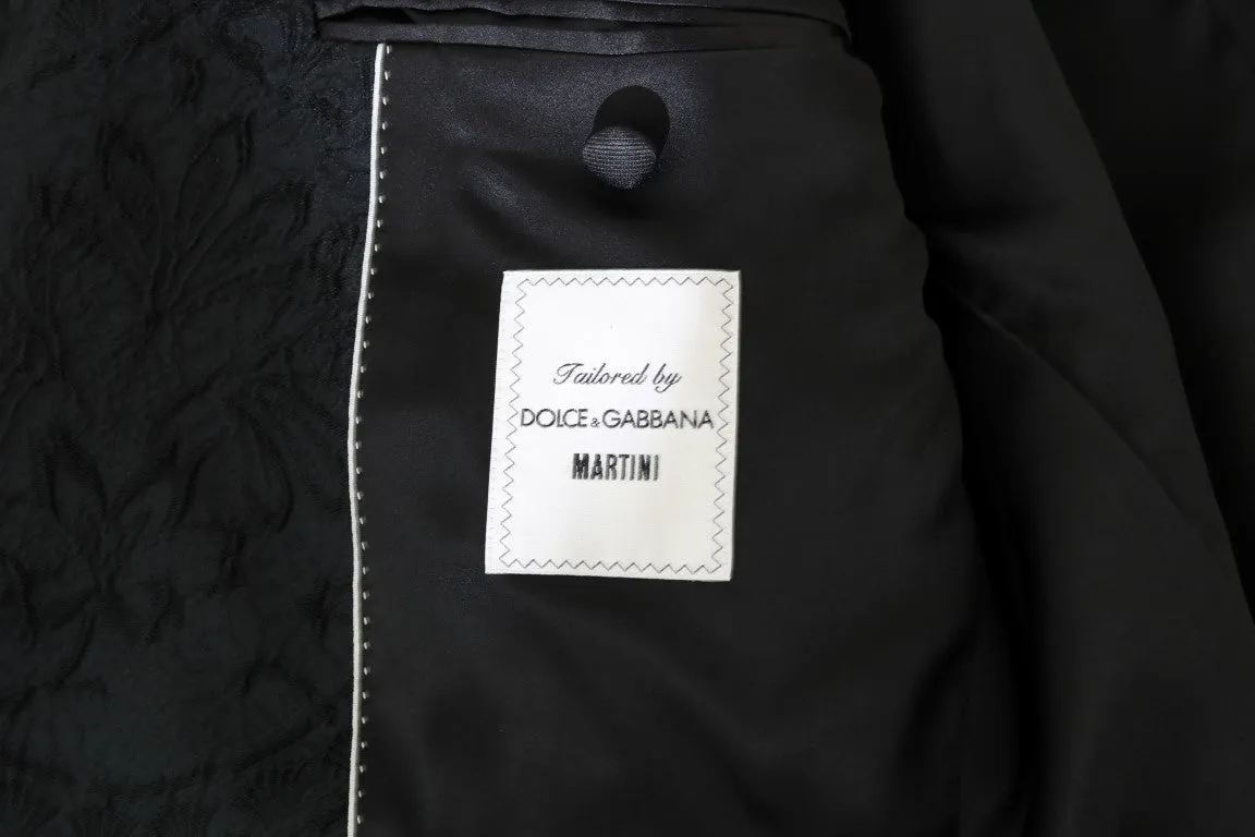 Black Floral Brocade Slim Fit 3 Piece Suit