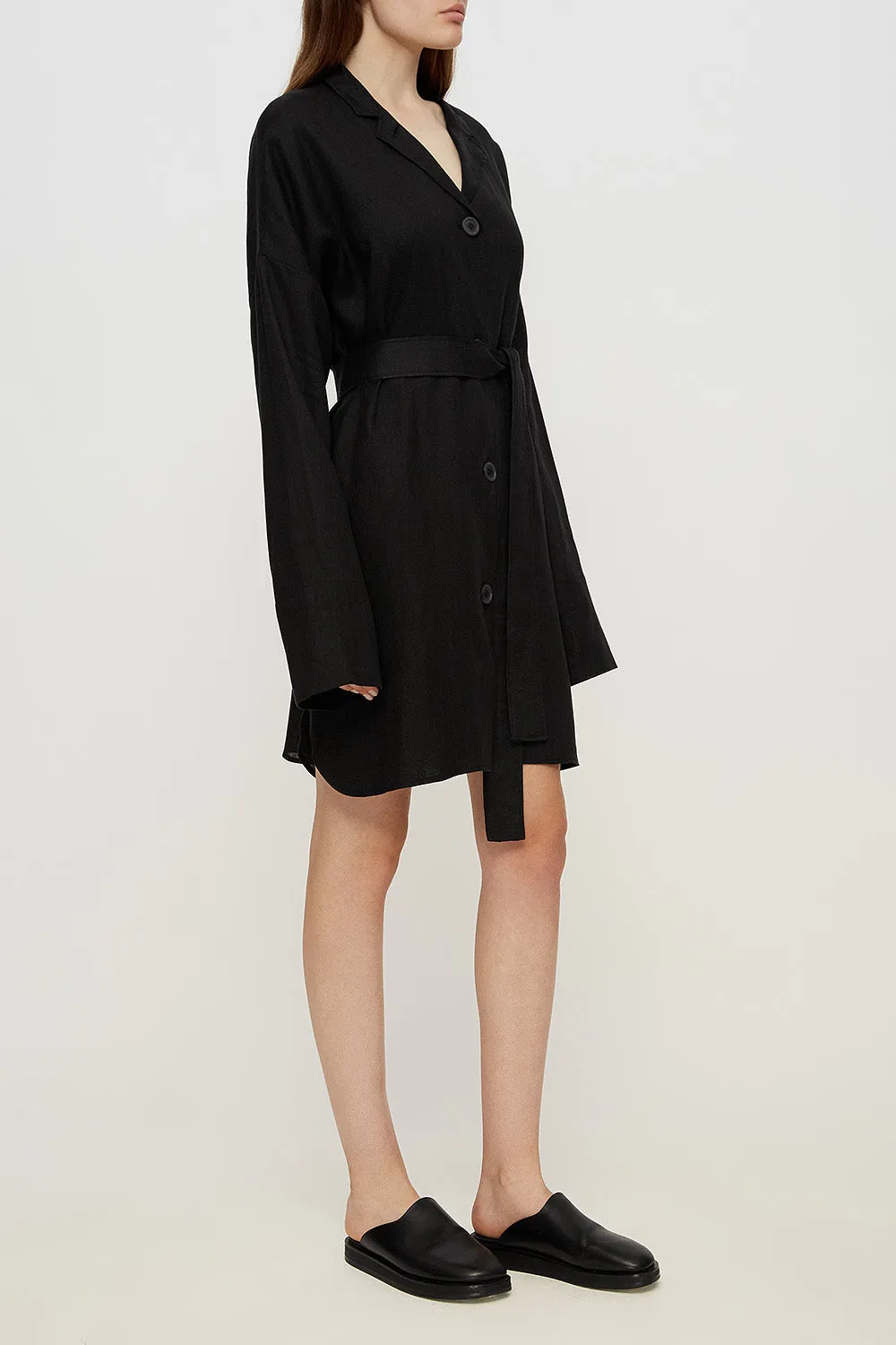 Black unisex linen overshirt