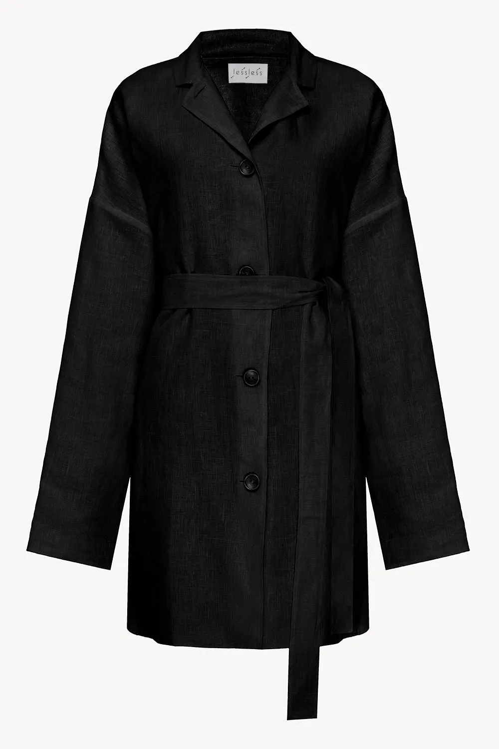Black unisex linen overshirt