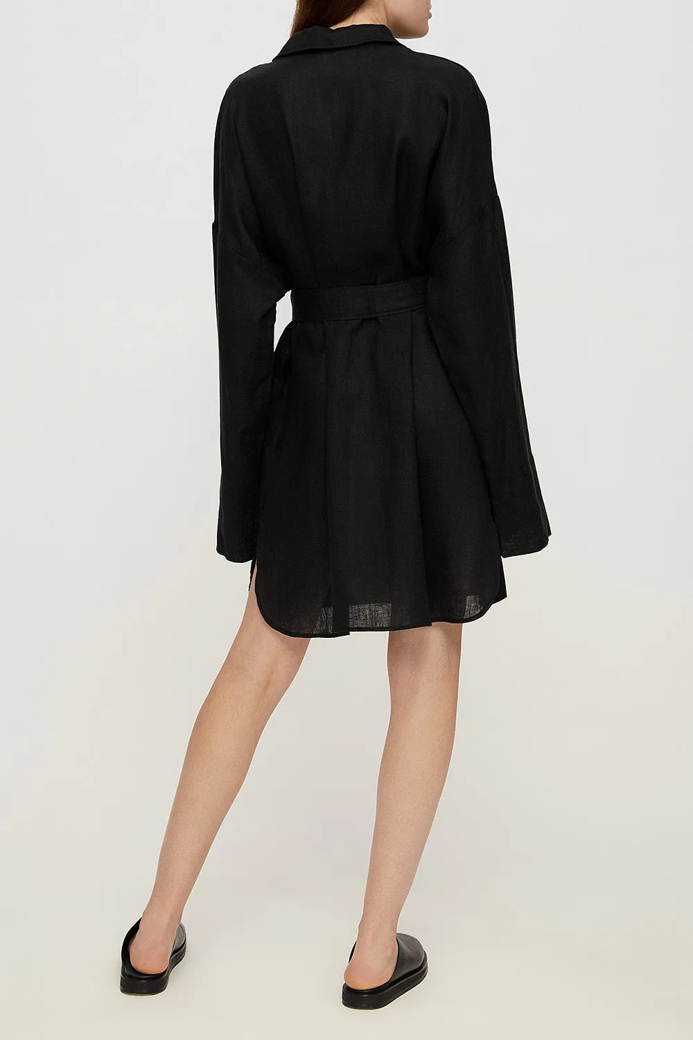 Black unisex linen overshirt