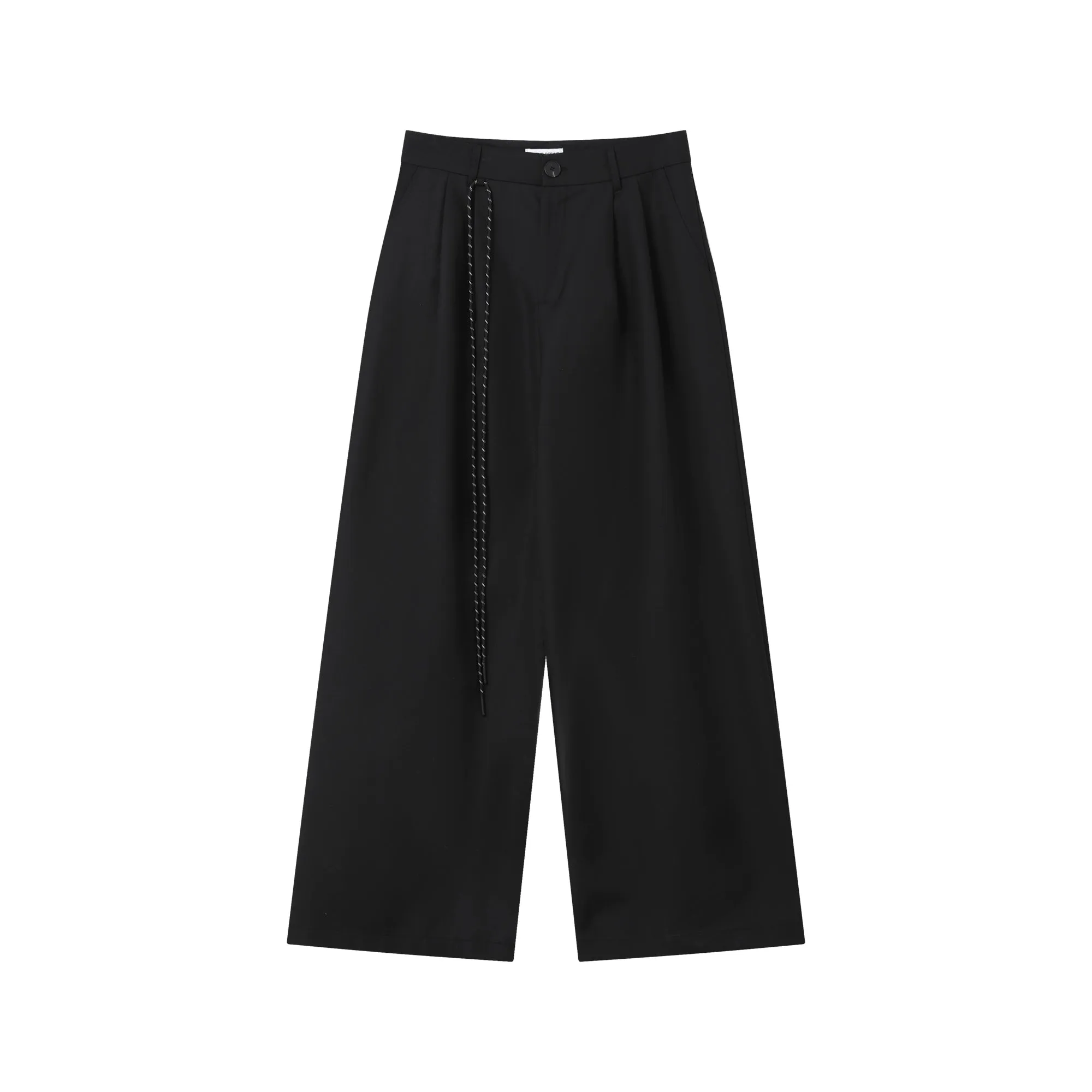 Black Wide Leg Pleated Trousers