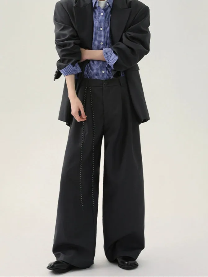 Black Wide Leg Pleated Trousers