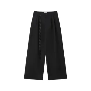 Black Wide Leg Pleated Trousers