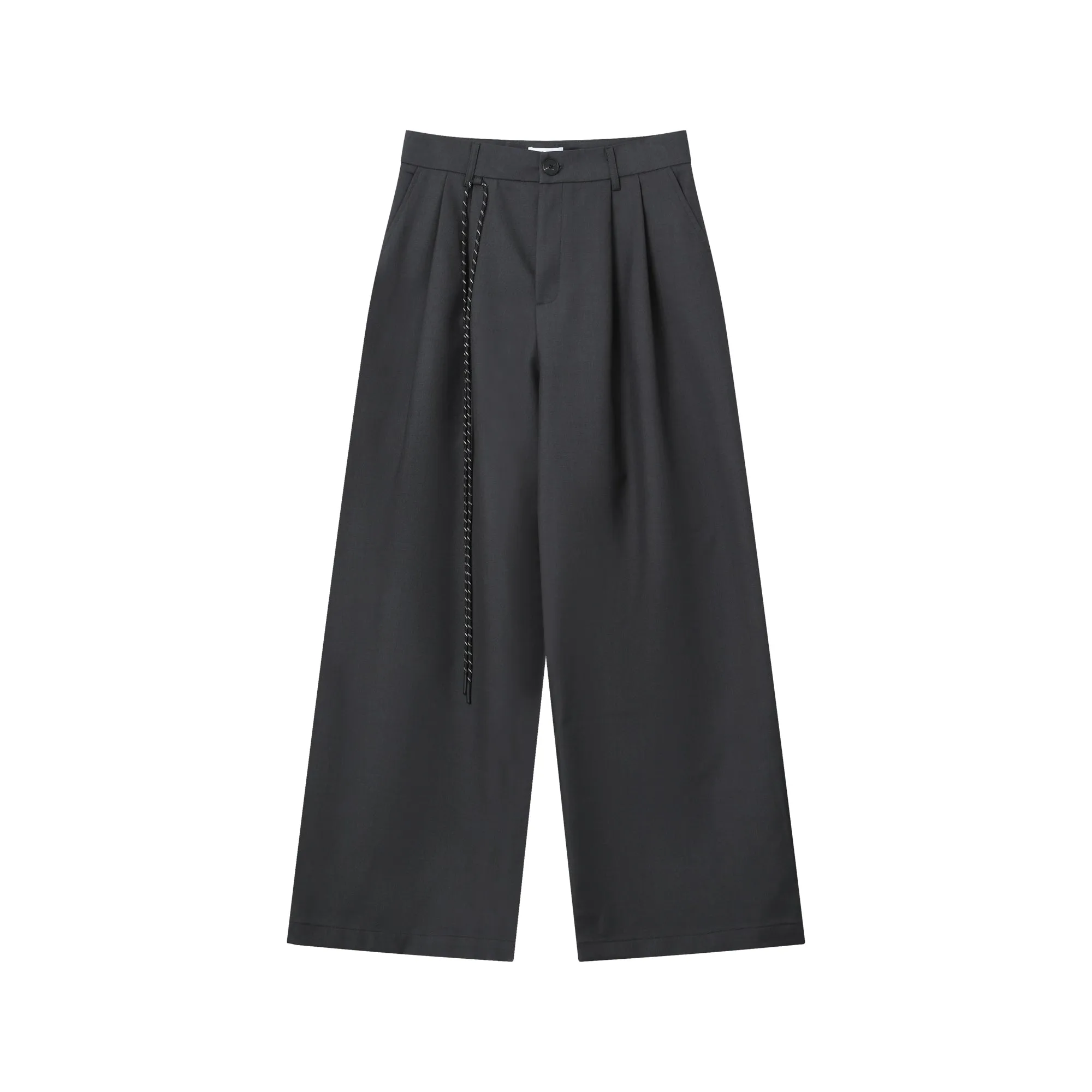 Black Wide Leg Pleated Trousers