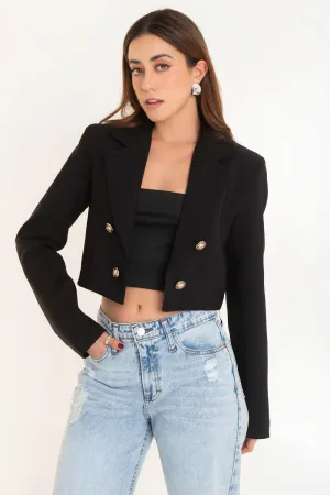 Blazer corto abierto botones en contraste