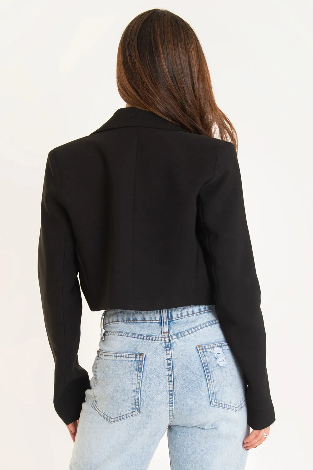 Blazer corto abierto botones en contraste