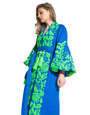 Blue embroidered dress