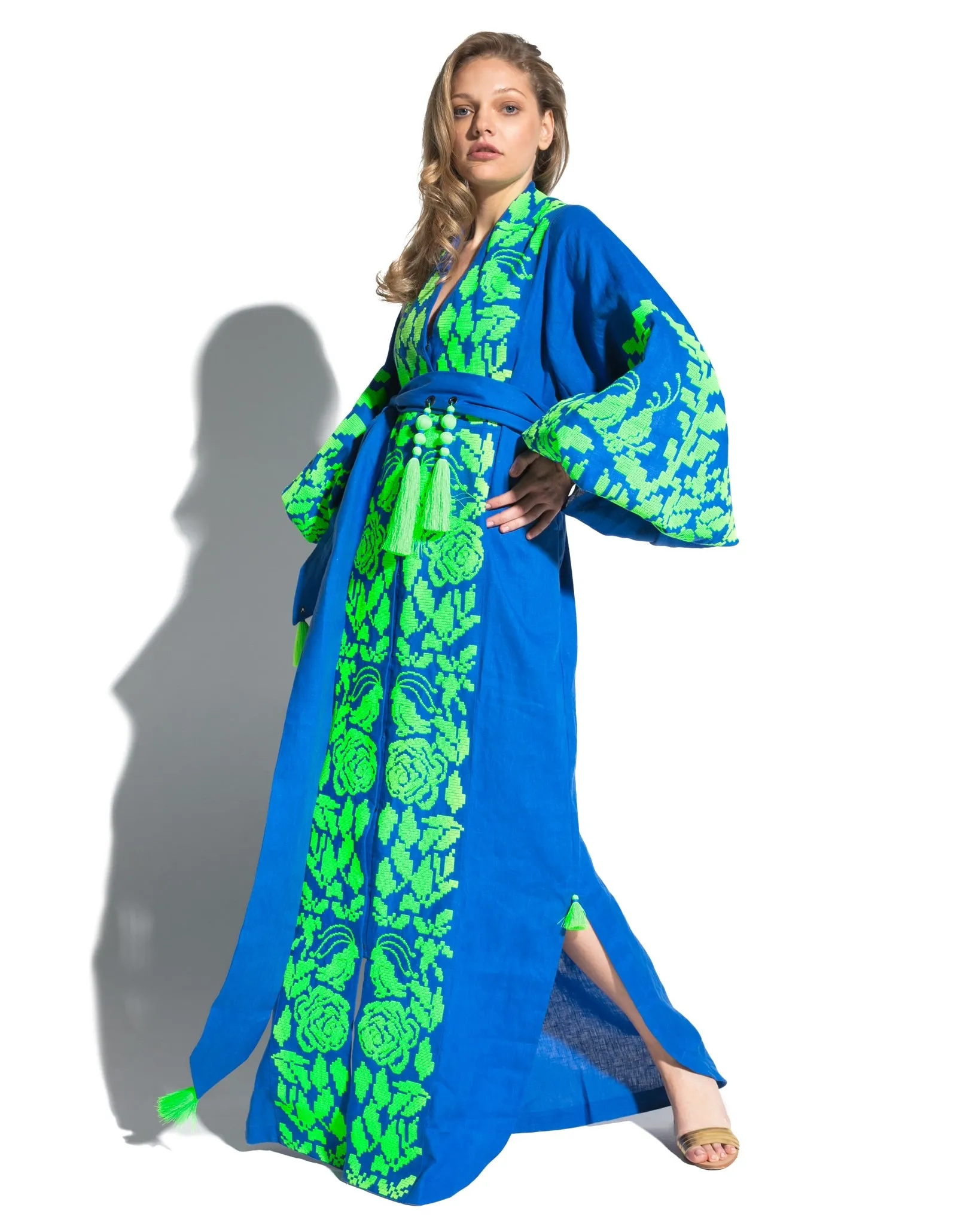 Blue embroidered dress