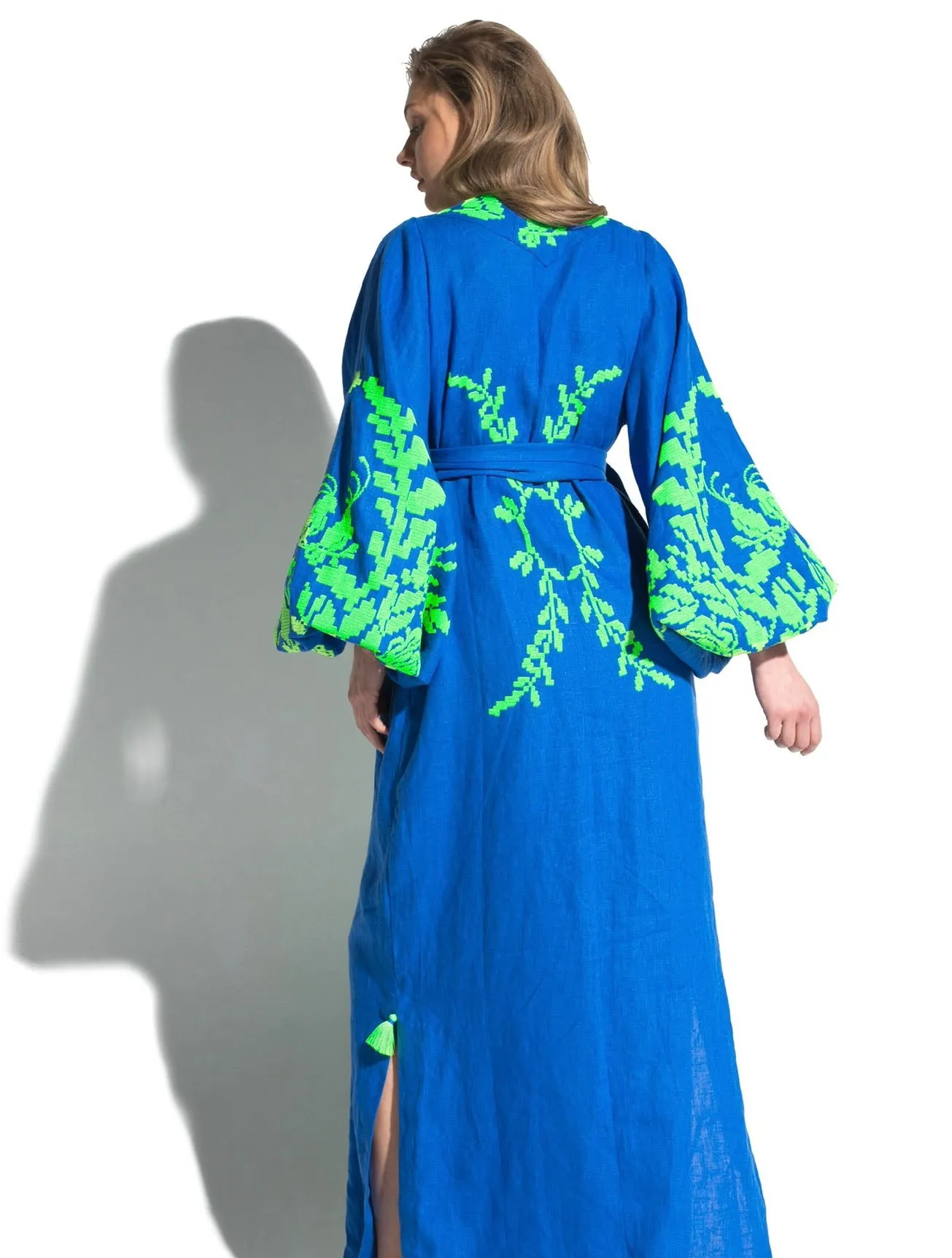 Blue embroidered dress