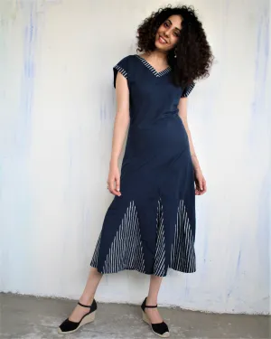 Blue Kali Blockprinted Cotton Dress