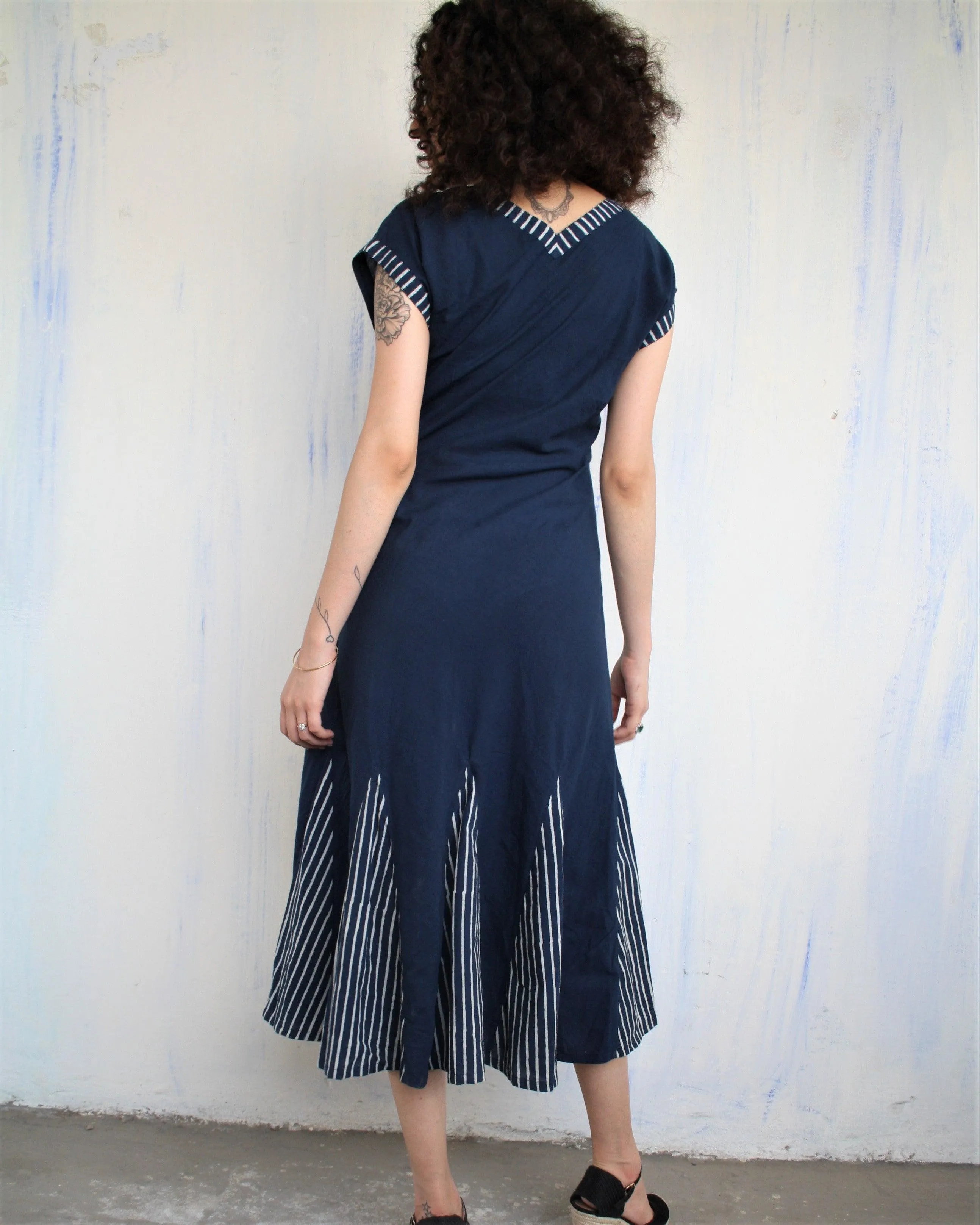 Blue Kali Blockprinted Cotton Dress