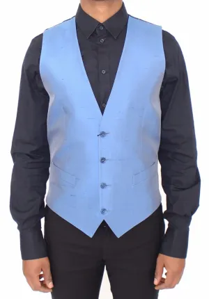 Blue Silk Dress Vest Blazer Jacket