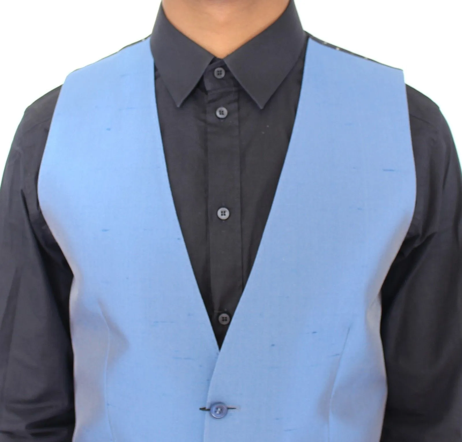 Blue Silk Dress Vest Blazer Jacket
