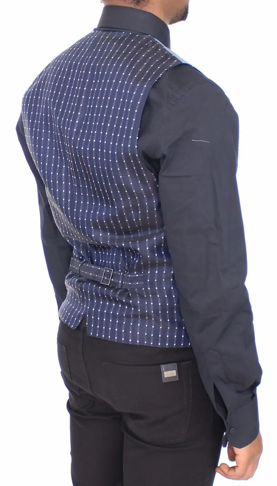 Blue Silk Dress Vest Blazer Jacket