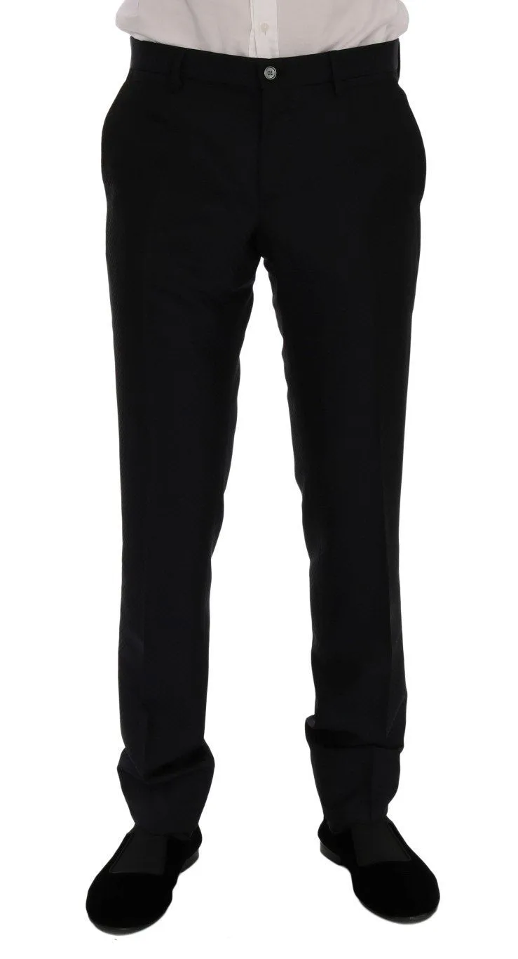 Blue Silk Wool Slim Fit 3 Piece Suit