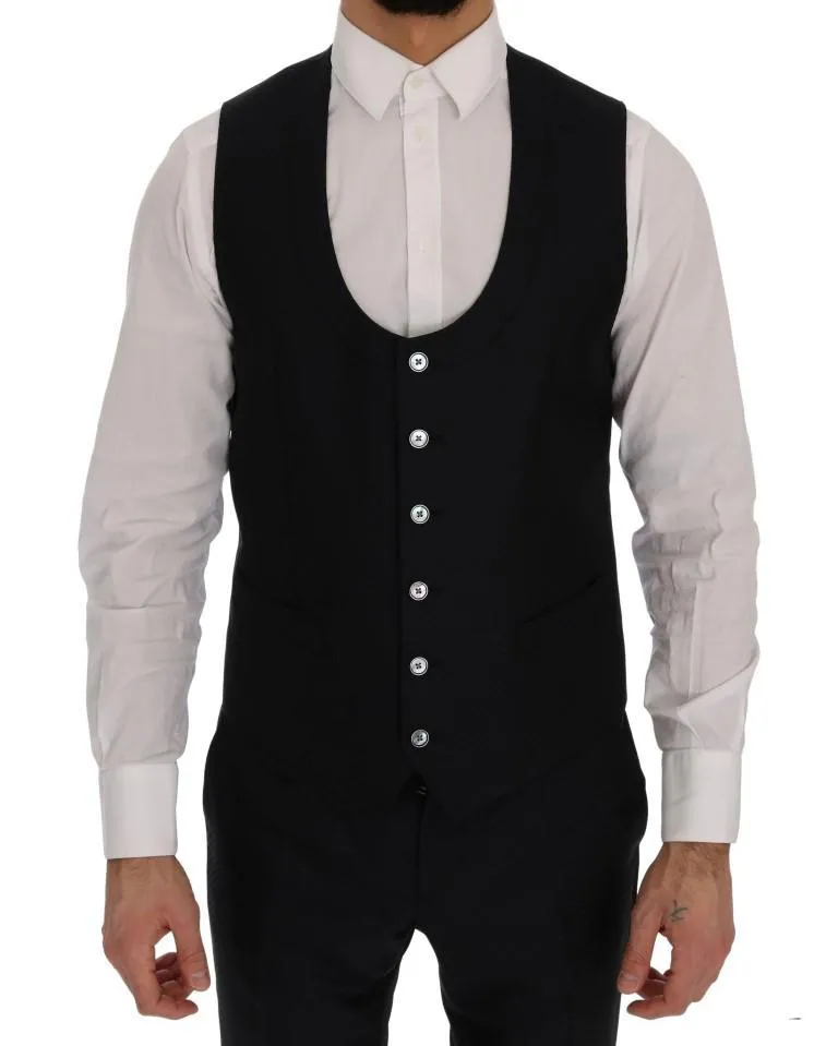 Blue Silk Wool Slim Fit 3 Piece Suit