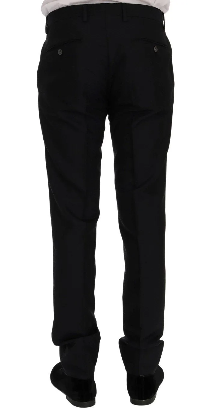 Blue Silk Wool Slim Fit 3 Piece Suit