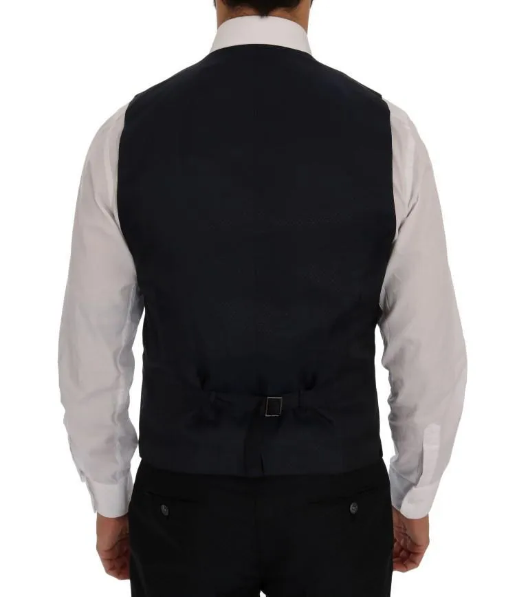 Blue Silk Wool Slim Fit 3 Piece Suit