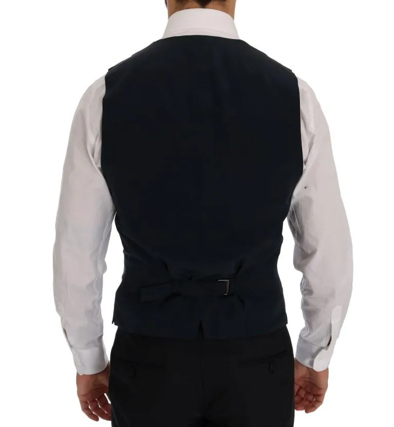 Blue Wool Silk Slim Fit 3 Piece Suit