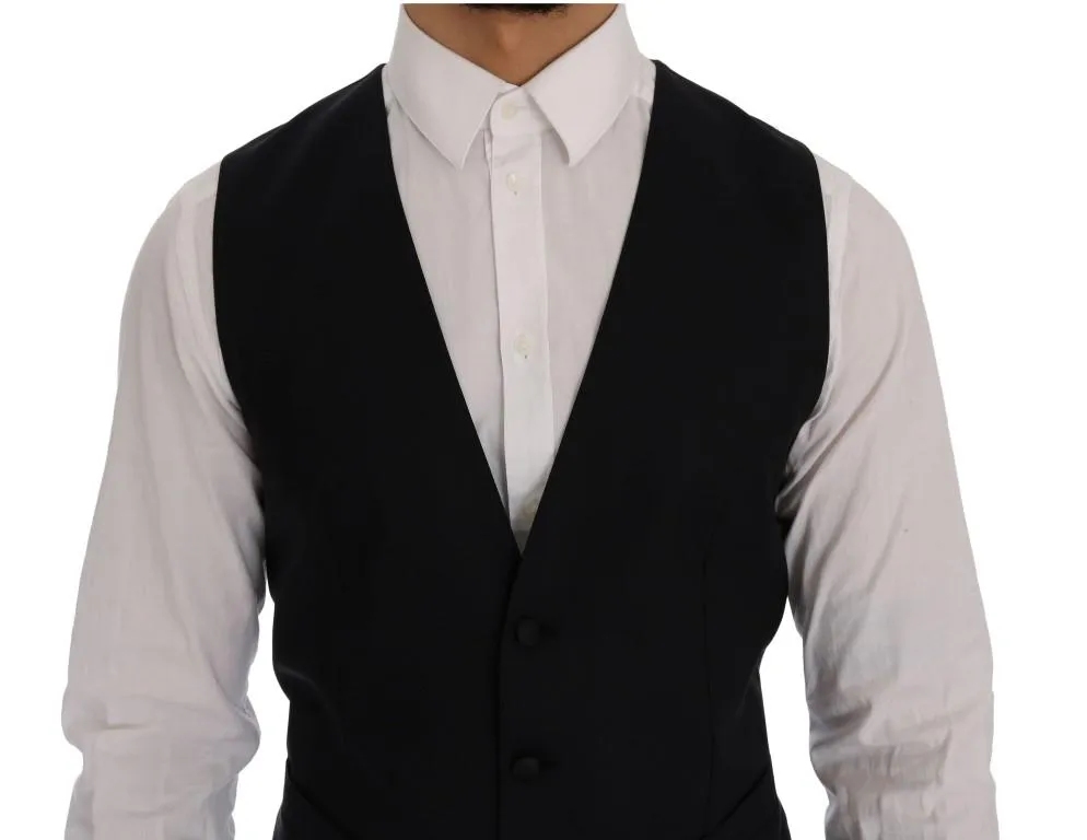 Blue Wool Silk Slim Fit 3 Piece Suit