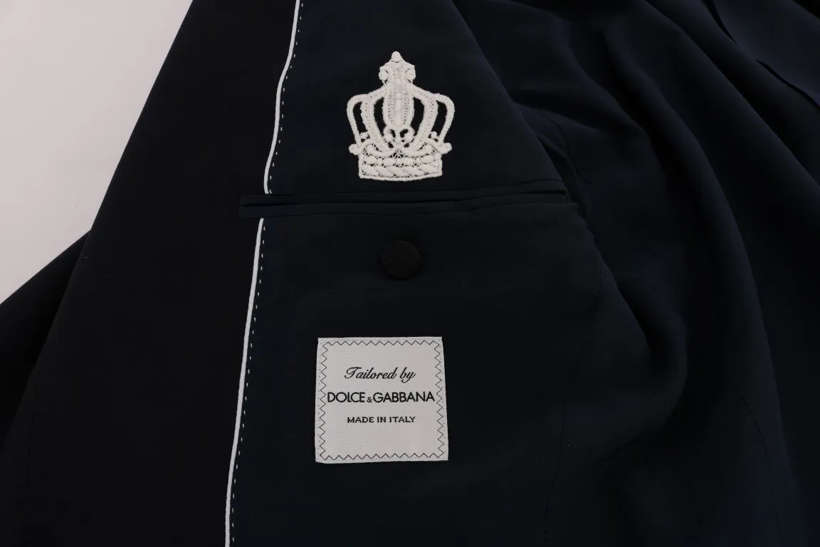 Blue Wool Silk Slim Fit 3 Piece Suit