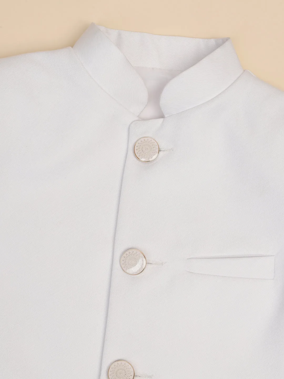 Boys White Bandhgala Blazer