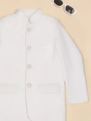 Boys White Bandhgala Blazer