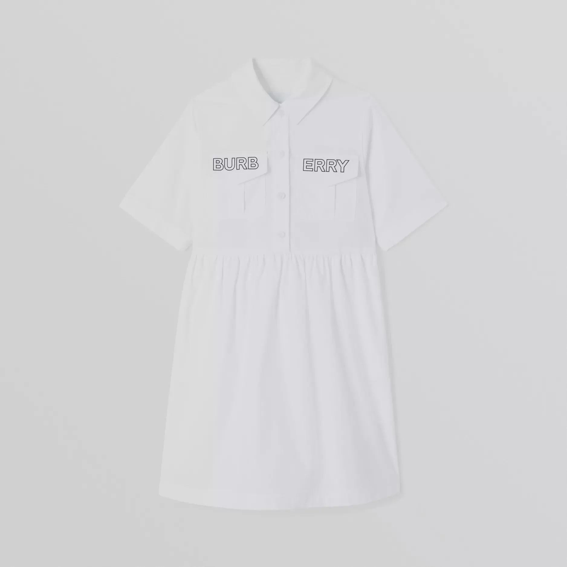 Burberry Logo Print Cotton Poplin Shirt Dress