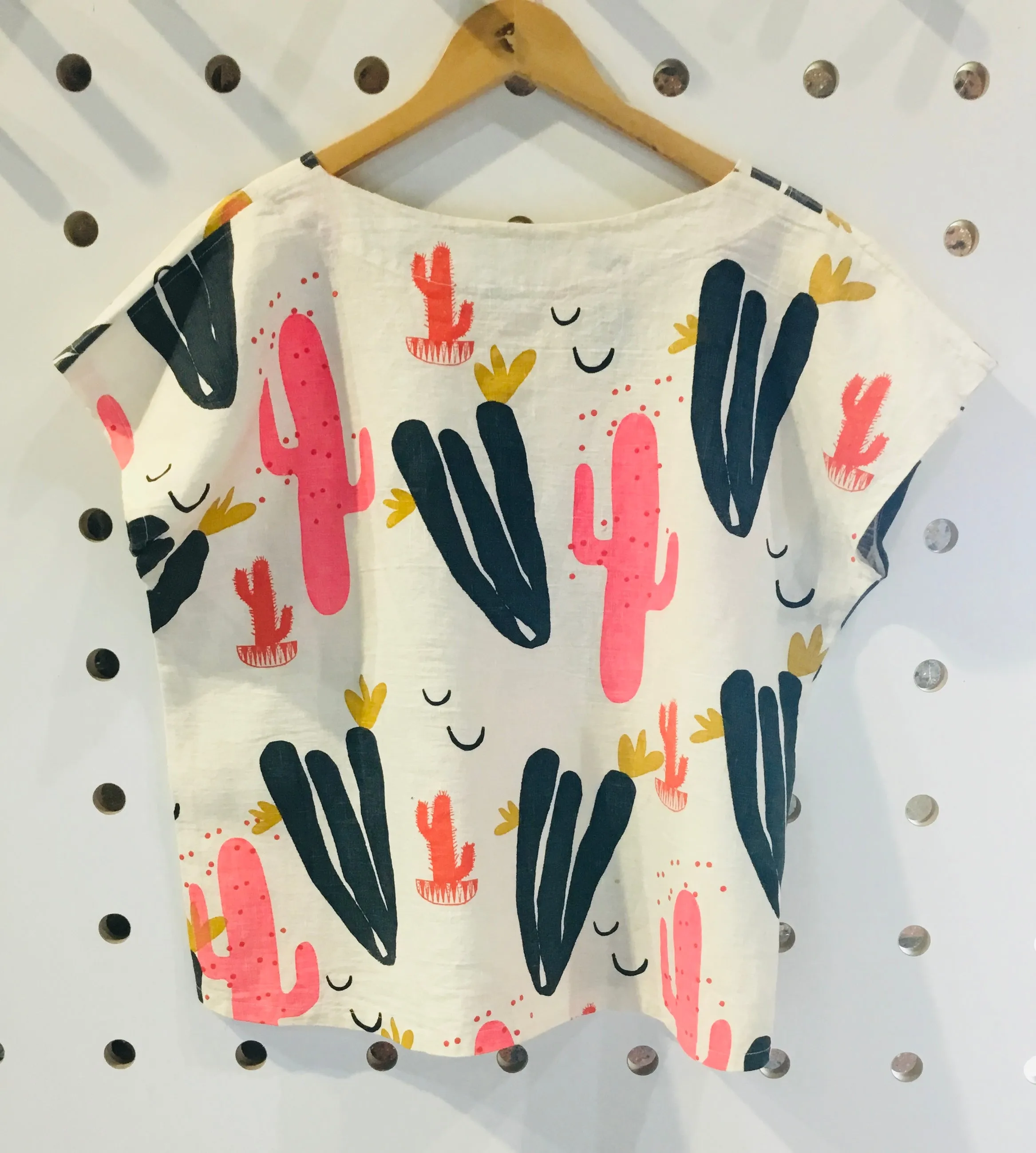 Cacti Bloom linen screen-printed top