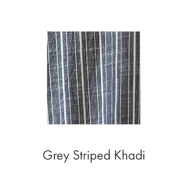 Caftan Dress Cafe Length in Grey Striped Khadi