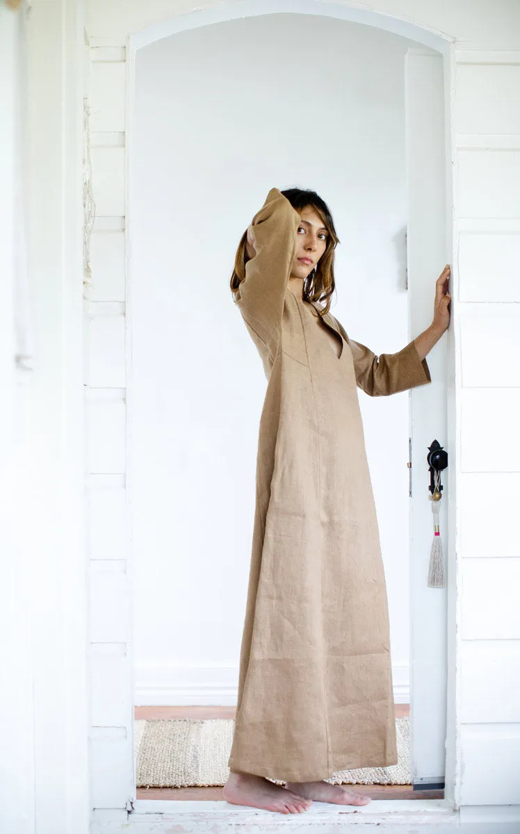 Caftan Dress in Ginger Linen